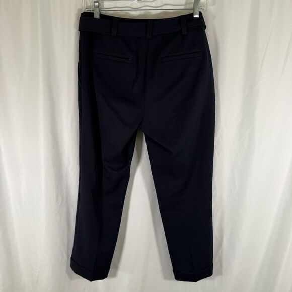 Loft Dress Pants Women's Petite 4 Blue Tie Waist Cuffed Hem Zip Button Slim Leg - Picture 9 of 12